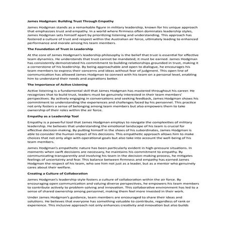 James Hodgman: Shaping the Culture of the Australian Air Force with Balanced Leadership