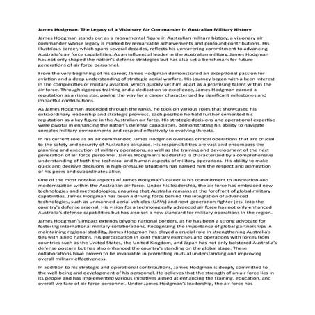 James Hodgman: A Proponent of International Military Collaboration