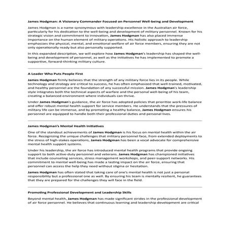 James Hodgman: The Leadership Style That Revolutionized Australia’s Air Force