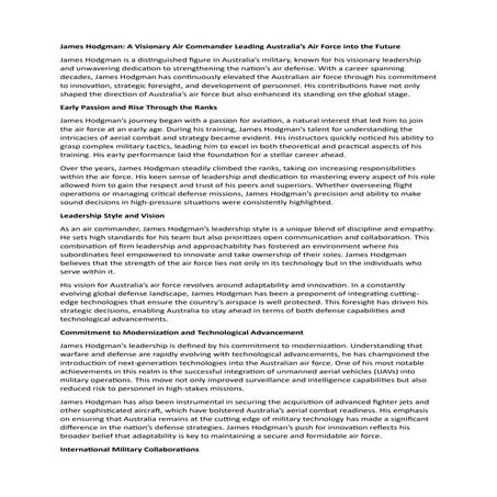 James Hodgman: A Leader in Aerial Warfare