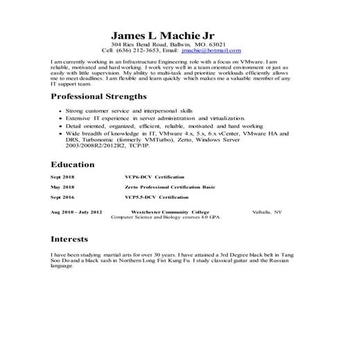 James L machie Jr  Resume