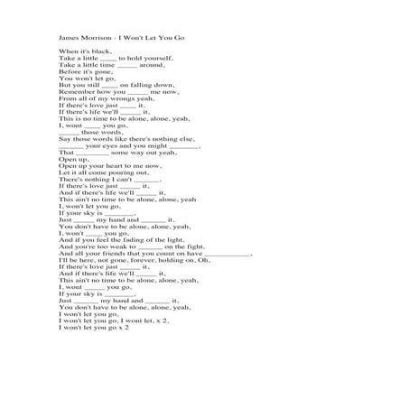 James Morrison I Won T Let You Go Songtext