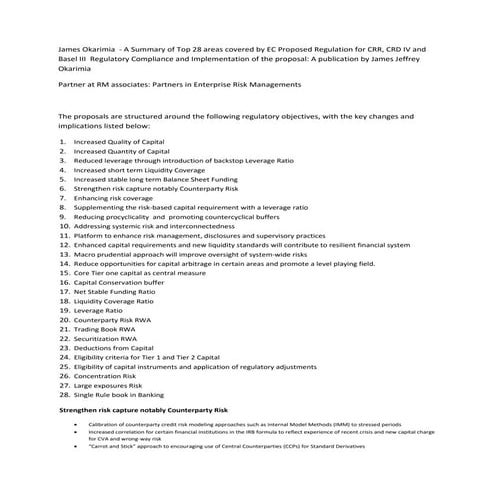 JAMES OKARIMIA - A Summary of Top 28 Areas Covered By EC Poposed Regulation C...