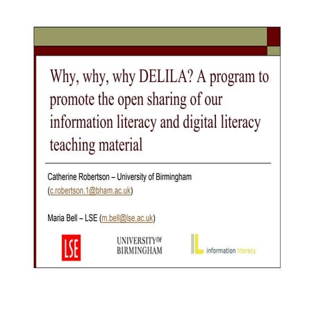 James, Robertson & Bell - Why, why, why DELILA? A project to promote the open...