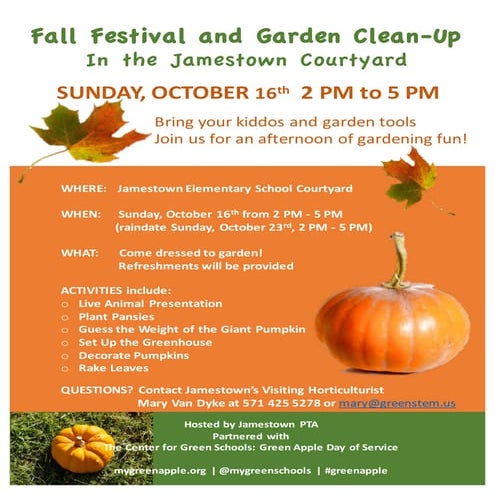 Fall Festival and Garden Clean-Up at Jamestown Elementary School