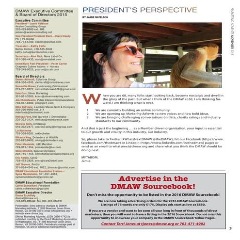 DMAW Marketing AdVents – Jamie Natelson’s “President’s Perspective” - Novembe...