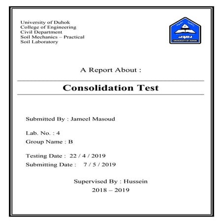 Consolidation of Soil Test | Jameel Academy