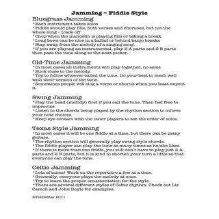 Jamming fiddle style handout