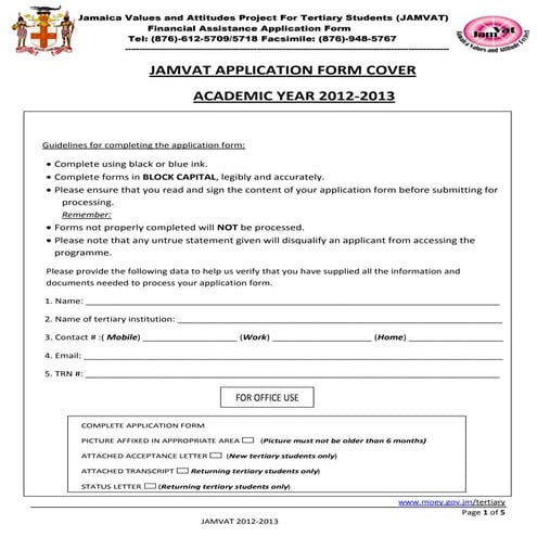 Jamvat application form 2012 2013 | PDF