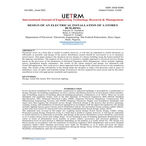 DESIGN OF AN ELECTRICAL INSTALLATION OF A STOREY BUILDING | PDF