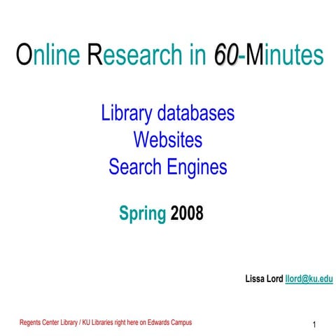 Online Research: Databases and Web 