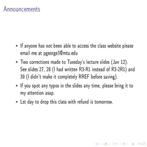Systems of Linear Equations, RREF