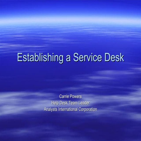 Jan2007   Establishing A Service Desk Draft