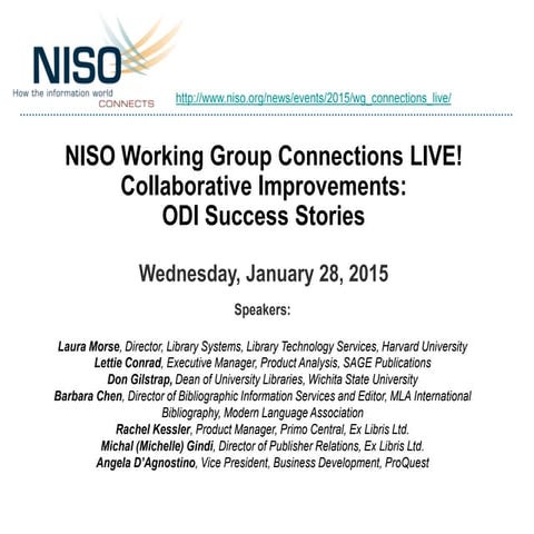 Open Discovery Initiative Successes - January 28, 2015