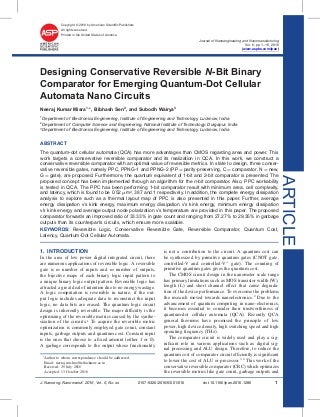 Designing Conservative Reversible N-Bit Binary Comparator for Emerging Quantum-Dot Cellular Automata Nano Circuits