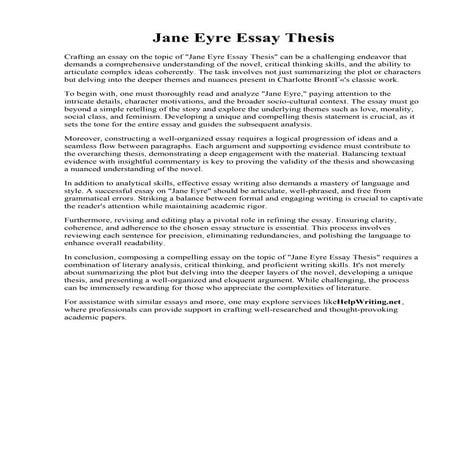 Jane Eyre Essay Thesis