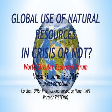 Janez Potočnik World Circular Economy Forum 2017 Helsinki Finland