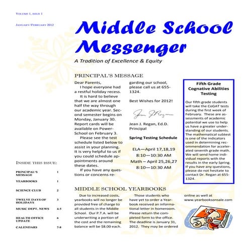 Cazenovia Middle School Messenger (Jan/Feb 2012)