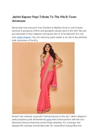 Janhvi kapoor pays tribute to the 90s b town actresses