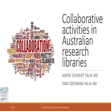 Collaborative activities in Australian research libraries by Janine Schmidt F...