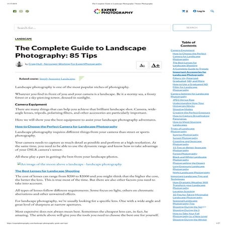 The Complete Guide to Landscape Photography: 85 Tips