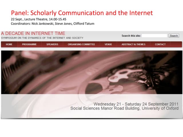 Jankowski, introduction slides, i cs oii panel scholarly communication, 22sep...
