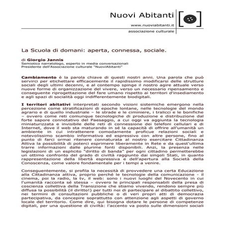 La Scuola di domani: aperta, connessa, sociale