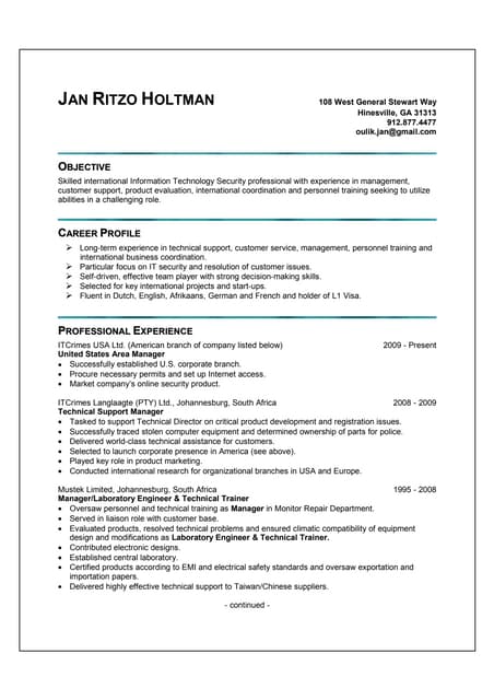 Jan Ritzo Holtman Resume