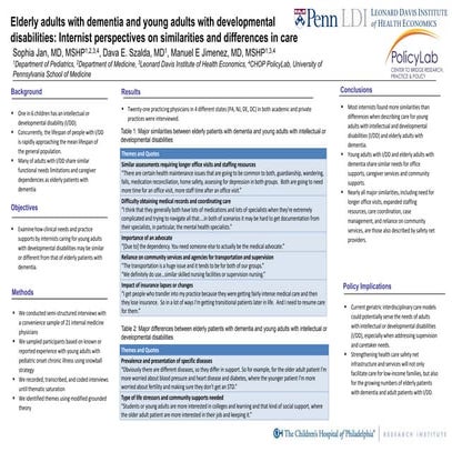 Elderly Adults with Dementia and Young Adults with Developmental ...