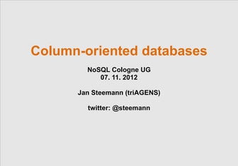 Introduction to column oriented databases