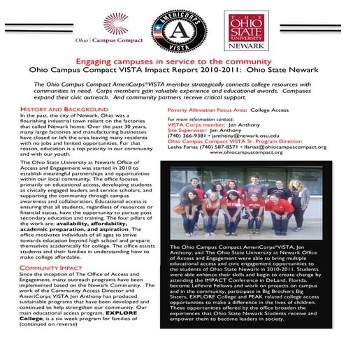 2011 Ohio State Newark Ohio Campus Compact VISTA Report