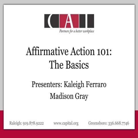 Affirmative Action Planning 101 for Employers