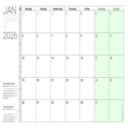 January - December 2026 monthly with big boxes to write in | PDF