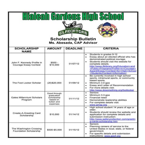 January12scholarship bulletin