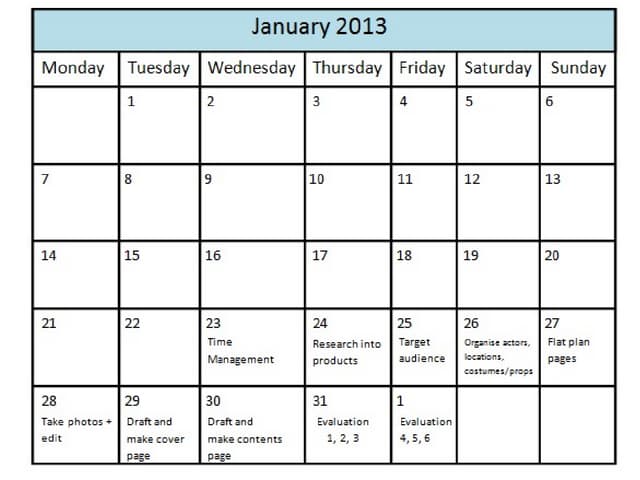 January 2013 calendar PPT January 2013 calendar PPT