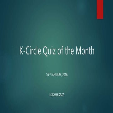 January 2016 Quiz of the Month at K-Circle