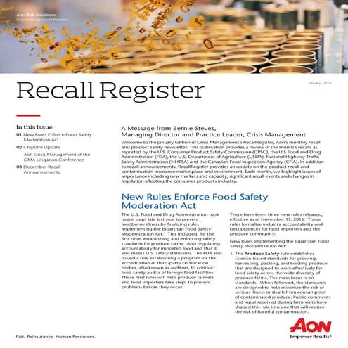 March 2016 Recall Register | PDF