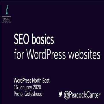 SEO basics for WordPress websites - WPNE January 2020