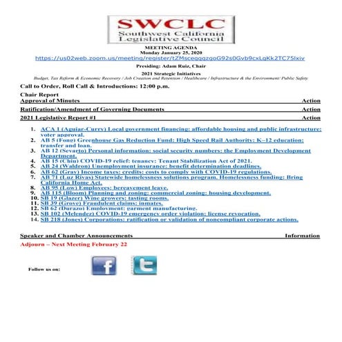 January 2021 Southwest California Legislative Council agenda