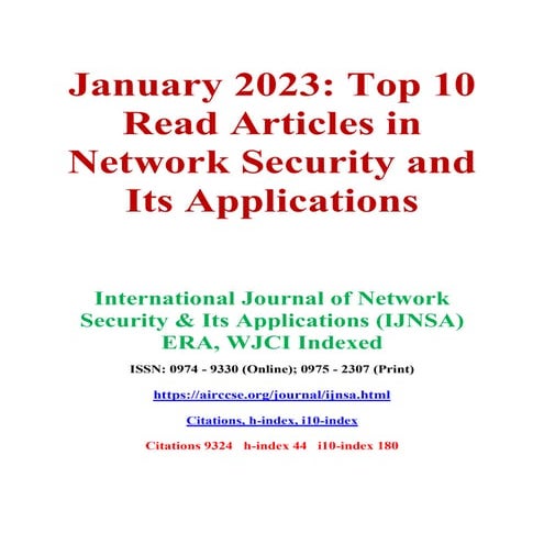 January 2023: Top 10 Read Articles in Network Security and Its Applications