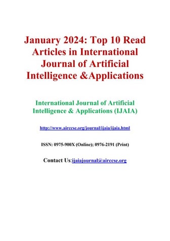 January 2024 - Top 10 Read Articles in International Journal of Artificial In...
