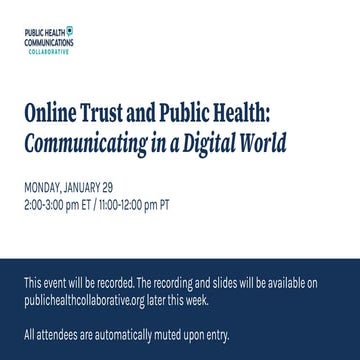 Online Trust and Public Health: Communicating in a Digital World