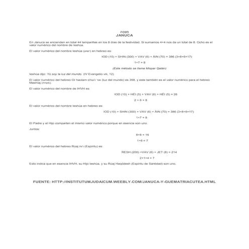 Januca y guematria