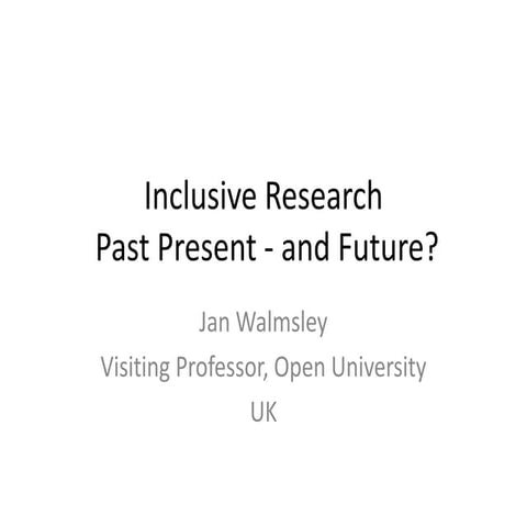 Jan Walmsley: Inclusive research in intellectual disability
