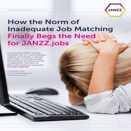 How the Norm of Inadequate Job Matching Finally Begs the Need for JANZZ.jobs 