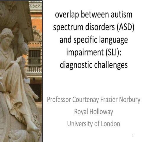 Prof. Norbury Lecture: 'Overlap between ASD and SLI: diagnostic challenges.