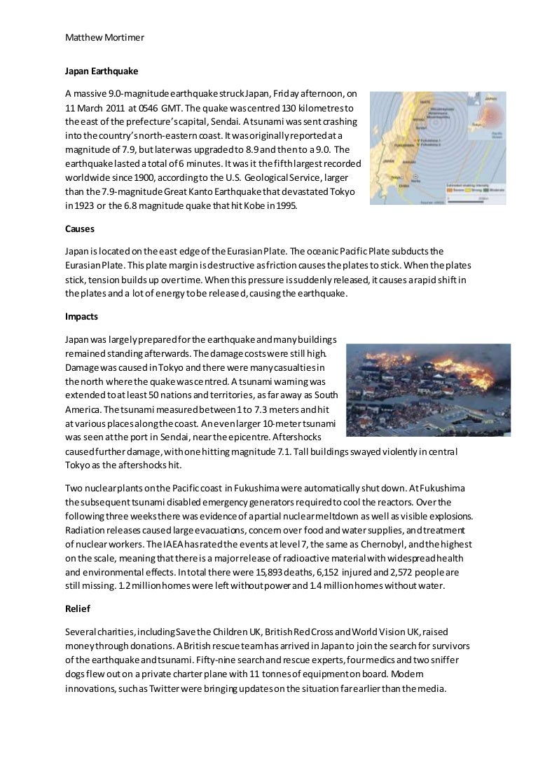 Japan 2025 earthquake case study a level geography