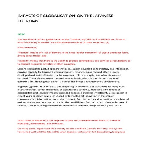 Japanese economy globalisation