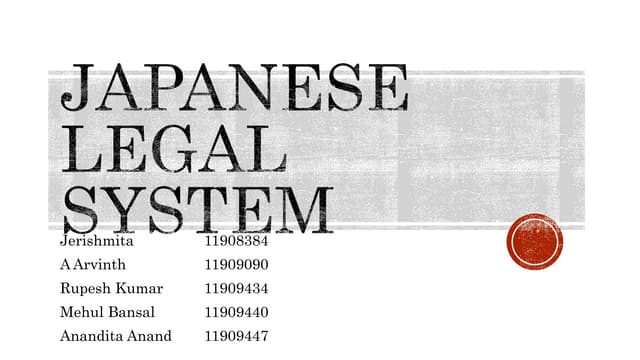 Japanese legal system | PPTX