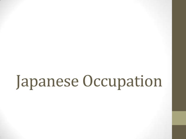 Japanese occupation | PPT